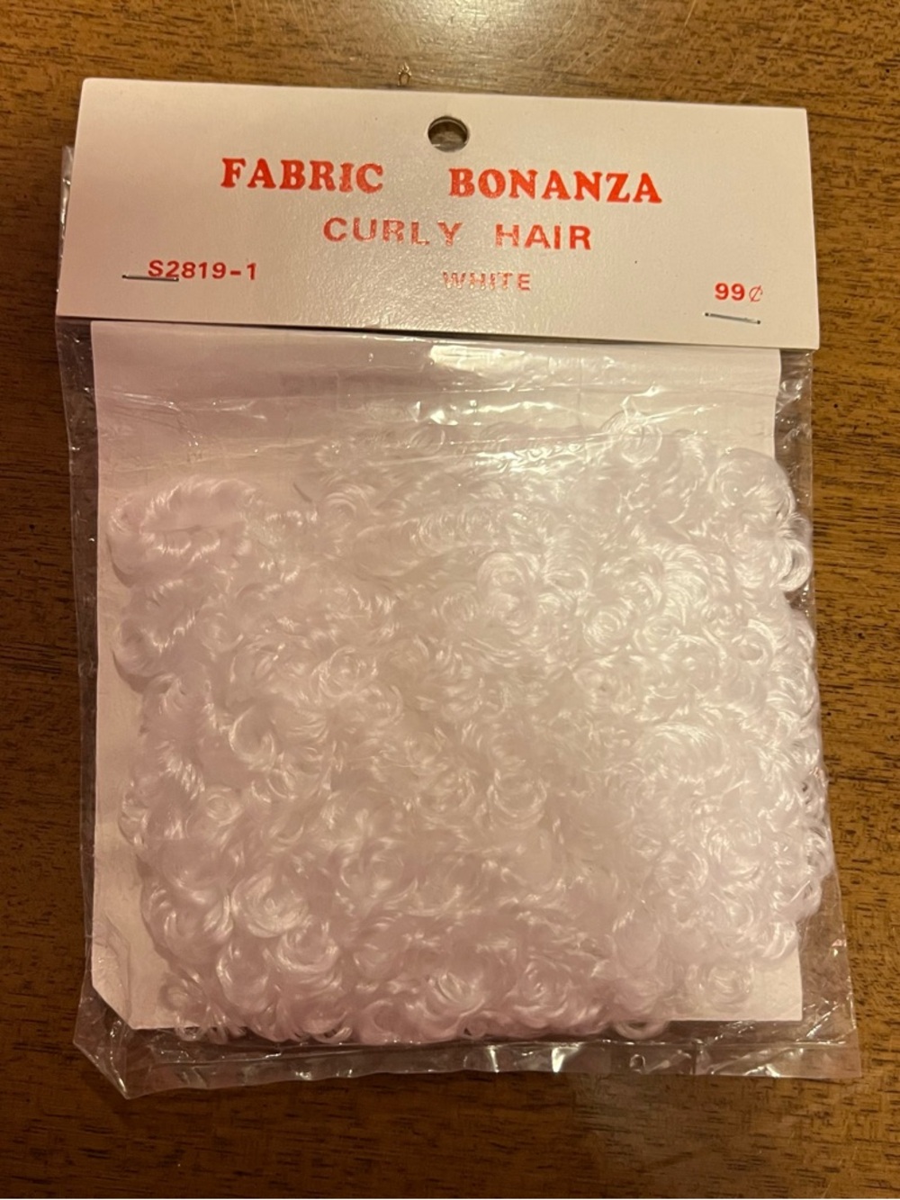 Fabric Bonanza Vintage Curly Hair Fabric Patch - White